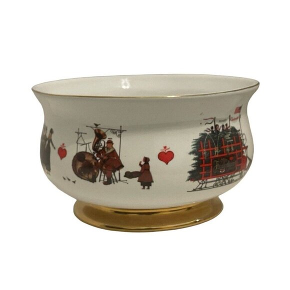WYSOCKI Christmas Love Bowl 1999-2000 Ceramic Teleflora Bowl Gold Accent Trim - Picture 7 of 16